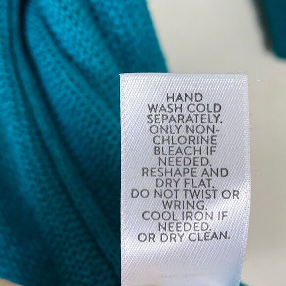 J. Jill Aqua Blue Open Knit Open Face Long Cardigan Sweater with Pockets Size M - Picture 5 of 5